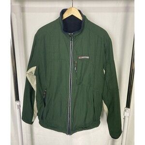 Vtg Abercrombie Reversible Coat Men Sz Small Blue Green Fleece Canvas Full Zip